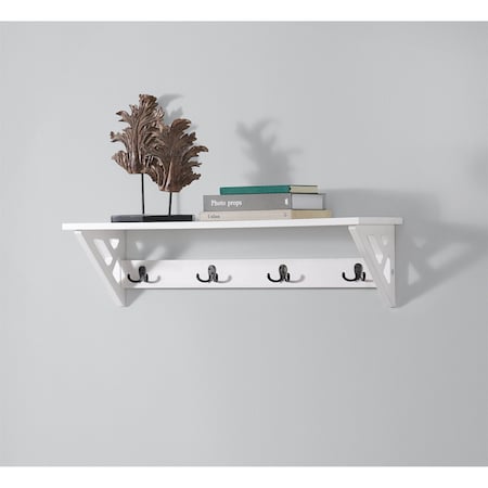 Alaterre Furniture Coventry 36"W Coat Hook with Shelf ANCT09WH